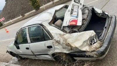 Karabük'ün Eskipazar ilçesinde şarampole devrilen otomobilin sürücüsü Turgut Hızarcıoğlu (68)
