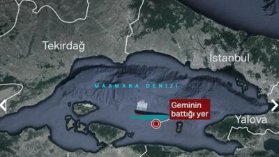 Marmara Denizi'nde, İmralı Adası'nın güneybatısında su alan kargo gemisi battı.
