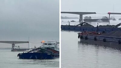 Çin'in Guangcou şehrinde bulunan İnci Nehri üzerindeki Lişinşa Köprüsü'nün orta