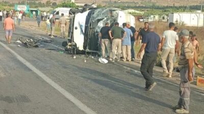 Mersin'de meydana gelen kazada, işçileri taşıyan otobüsün, karşı şeride geçip