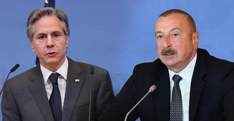 Azerbaycan Cumhurbaşkanı İlham Aliyev, ABD Dışişleri Bakanı Antony Blinken ile