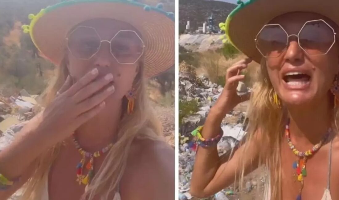 Ünlü şarkıcı ve model Tuğba Özay, Bafa Gölü'nün girişinde gördüğü