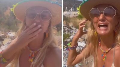 Ünlü şarkıcı ve model Tuğba Özay, Bafa Gölü'nün girişinde gördüğü