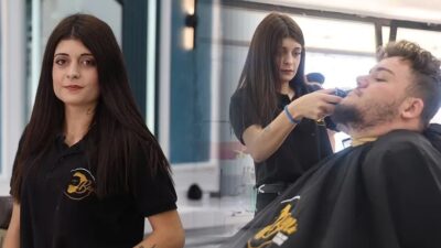 Konya'da 22 yaşındaki Şükran Kocabaş bayan kuaföründe çalışırken tıraş olup