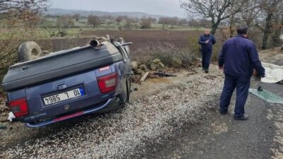 Balıkesir'in İvrindi ilçesinde meydana gelen tek taraflı trafik kazasında direksiyon