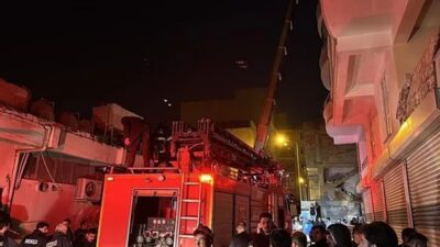 Siirt’in Kurtalan ilçesinde 10 katlı apartmanda çıkan yangında 20 kişi