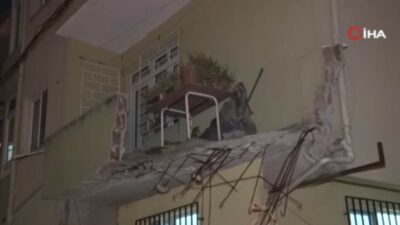 İstanbul Pendik‘te bir binanın birinci katında bulunan dairenin balkonunda çökme