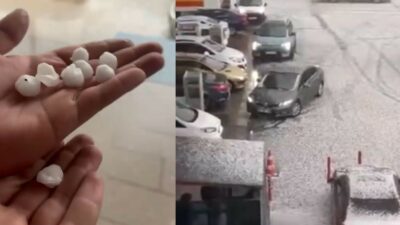 Başkentte öğle saatlerinde sağanak ve dolu yağışı etkili oldu. Aniden