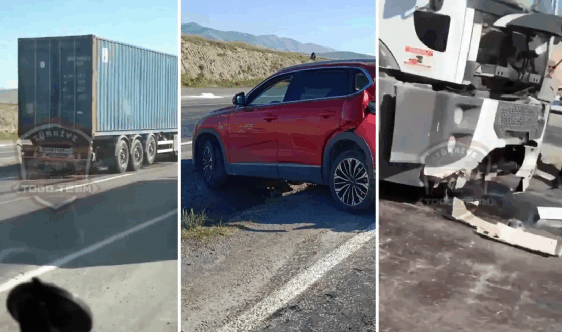 Niğde'de bir tır, yerli ve milli otomobil TOGG'a arkadan çarptı.