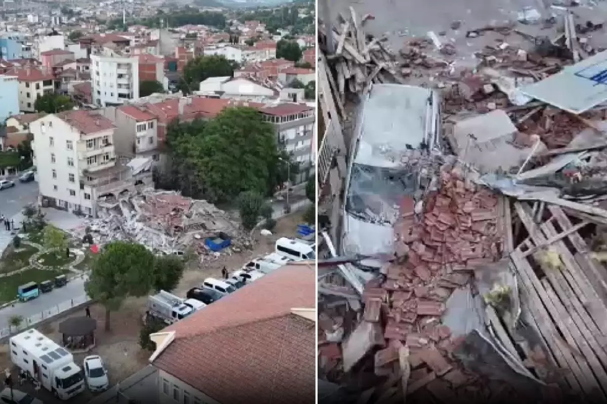 6.1 büyüklüğündeki depremin vurduğu Balıkesir Sındırgı ilçesi havadan görüntülendi. Depremin