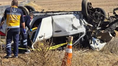 Konya'da seyir halindeki otomobilin şarampole devrilmesi sonucu meydana gelen kazada