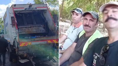 Antalya'da Manavgat Belediyesi temizlik işleri çalışanı, birlikte çöp toplamaya çıktığı