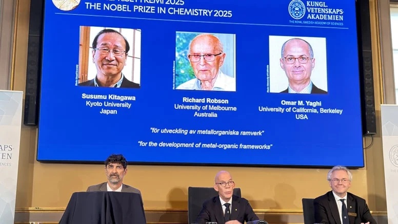 2025 Nobel Kimya Ödülü, "metal-organik çerçevelerin geliştirilmesi"ne ilişkin çalışmalarından dolayı