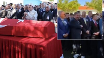 Muğla'da şehit Emrah Kuran'ın cenazesinde gülen kişilerin AK Parti adayı