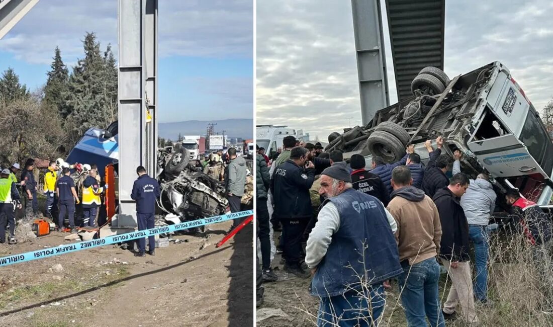 Ankara'da özel halk otobüsünün üst geçide çarpması sonucu meydana gelen