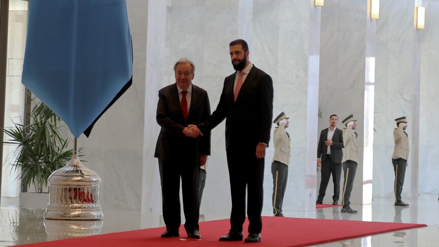 Birleşmiş Milletler Genel Sekreteri Antonio Guterres, Suriye Cumhurbaşkanı Ahmed Şara