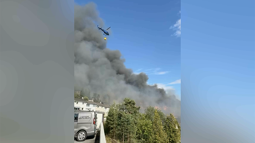 Drammen yakınlarındaki Krokstadelva beldesinde meydana gelen yangın, 100'den fazla evi