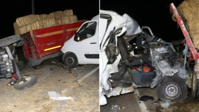 Amasya'nın Taşova ilçesinde gerçekleşen trafik kazasında panelvan ve traktör çarpıştı.