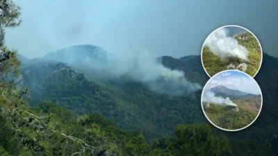 Kemer'de çıkan orman yangınına havadan ve karadan müdahale ediliyor. Yangın,