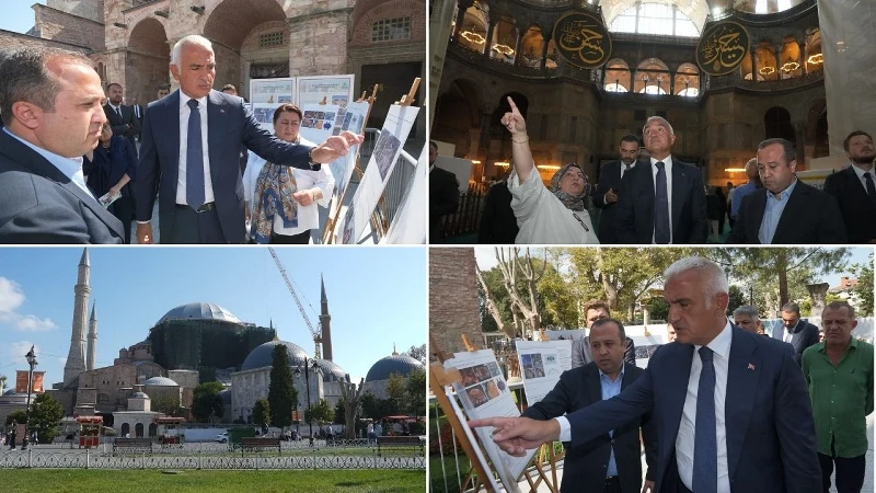 Kültür ve Turizm Bakanı Ersoy, Ayasofya'nın restorasyon çalışmalarının hızla ilerlediğini