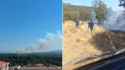 Çanakkale'nin Ayvacık ilçesinde çıkan yangına havadan ve karadan müdahale ediliyor.