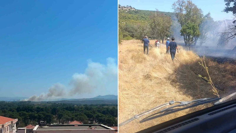 Çanakkale'nin Ayvacık ilçesinde çıkan yangına havadan ve karadan müdahale ediliyor.