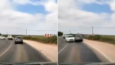 Bursa'nın Karacabey ilçesinde viraja hızla giren otomobil, kontrolden çıkarak kaza