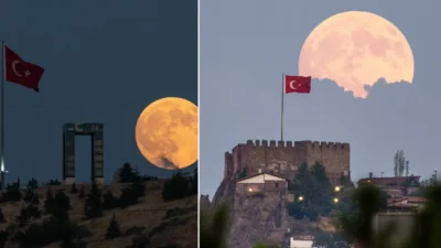Türkiye, dolunay gecesinde muhteşem bir görsel şölen yaşadı. Tarihi yapılar