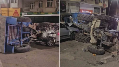 Elazığ'da gerçekleşen kazada otomobil ve traktör çarpıştı. Olayda beş kişi
