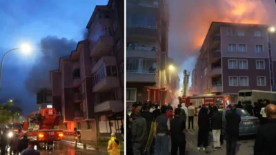 Erzurum'da bir apartmanın çatı katında çıkan yangın, itfaiye ekiplerinin zamanında