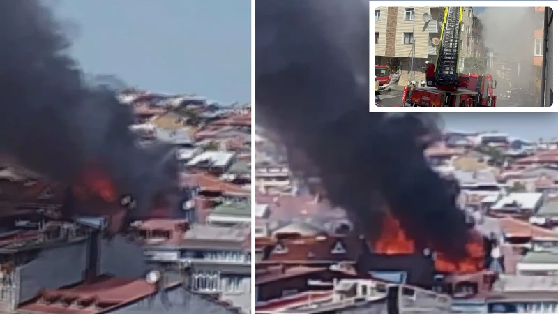 Gaziosmanpaşa'da bir apartmanın çatısında çıkan yangın, yan binaya sıçradı. İtfaiye