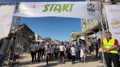 Han Yunus'ta düzenlenen maraton, Filistinli yetim çocuklara umut ışığı oldu.