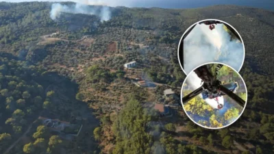 Antalya'nın Kaş ilçesinde orman yangını paniğe yol açtı. Ekipler havadan