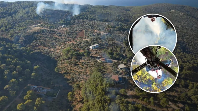 Antalya'nın Kaş ilçesinde orman yangını paniğe yol açtı. Ekipler havadan