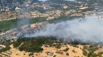 Antalya'nın Kaş ilçesinde çıkan orman yangınına havadan ve karadan müdahale