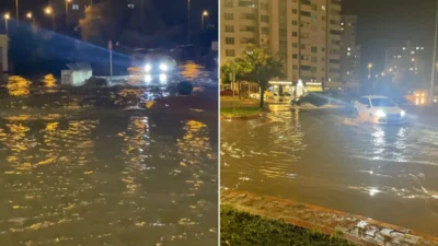 Kayseri'de akşam saatlerinde etkili olan sağanak, yolları göle çevirdi. Sürücüler