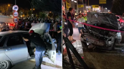 Bursa'nın İnegöl ilçesinde kontrolden çıkan araç, direğe çarparak sürücüsünü yaraladı.