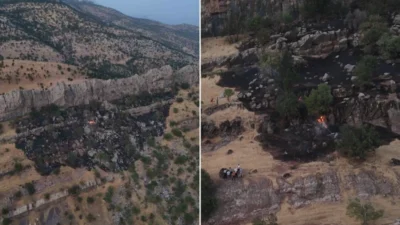 Hakkari'nin Derecik ilçesinde çıkan orman yangını, köylülerin hızlı müdahalesiyle büyümeden