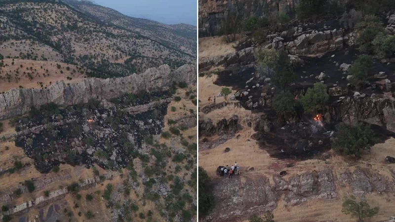 Hakkari'nin Derecik ilçesinde çıkan orman yangını, köylülerin hızlı müdahalesiyle büyümeden
