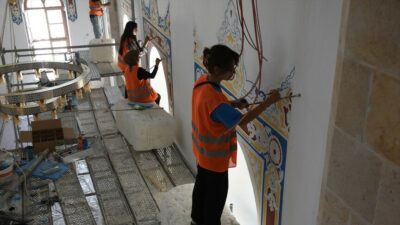 Malatya'daki tarihi Hacı Yusuf Taş Camisi'nde yürütülen restorasyon çalışmaları, özgün