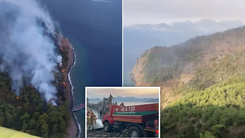 Marmaris'teki orman yangınında ikinci gün müdahale sürerken, 217 personel ve