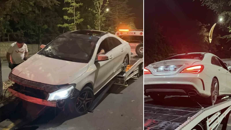 Niğde'de meydana gelen kazada, kontrolden çıkan bir otomobilin refüjdeki ağaçlara