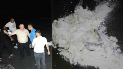 Samsun sahillerinde kıyıya vuran şüpheli maddeler nedeniyle ekipler alarma geçti.