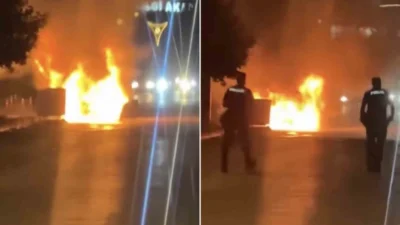 Samsun'da seyir halindeki bir otomobilde çıkan yangın, çevrede paniğe yol
