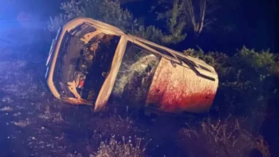 Zonguldak’ta yola çıkan ineğe çarpan otomobilin takla atması sonucu meydana