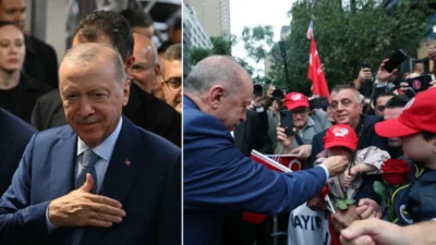 Cumhurbaşkanı Erdoğan, New York'ta Türkevi'nde kalabalık bir grup tarafından sevgiyle