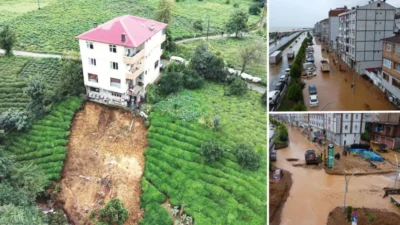 Rize ve Trabzon'da etkili olan sağanak yağışlar sonrası sel ve