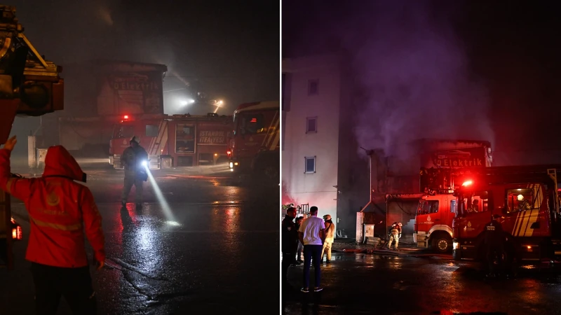Esenyurt'ta bir oto lastikçide çıkan yangın, çevresindeki 4 dükkan ve