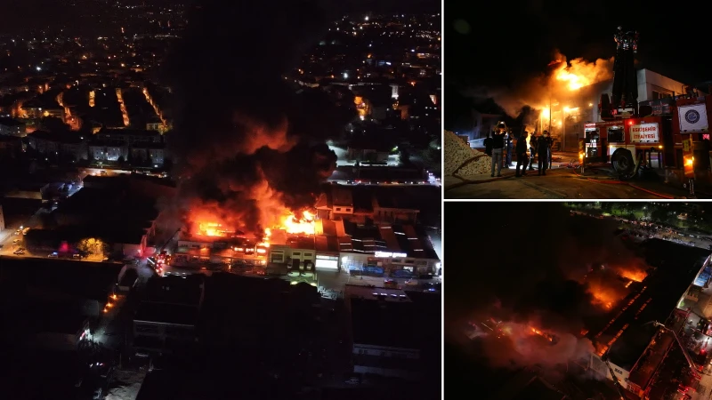 Eskişehir'in Tepebaşı ilçesinde bir yapı malzemeleri firmasındaki yangın paniğe neden