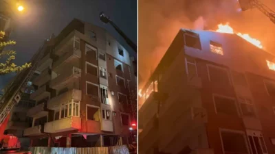 Güngören'de kentsel dönüşüm nedeniyle boşaltılan bir binanın çatı katında meydana